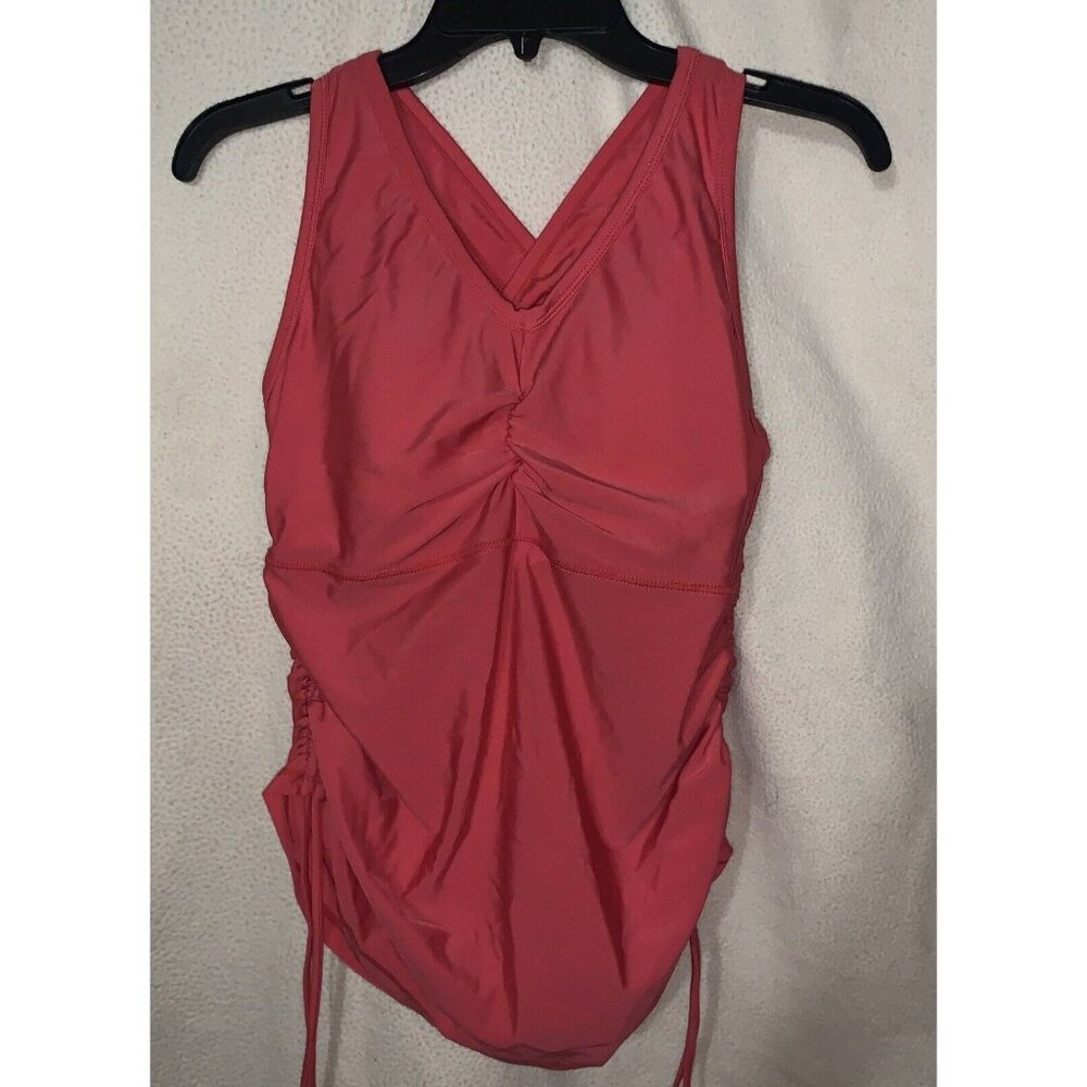 Women’s Pink UV Skinz Tank Top Swimsuit Top, Bathing Suit Top Size Medium Ruched